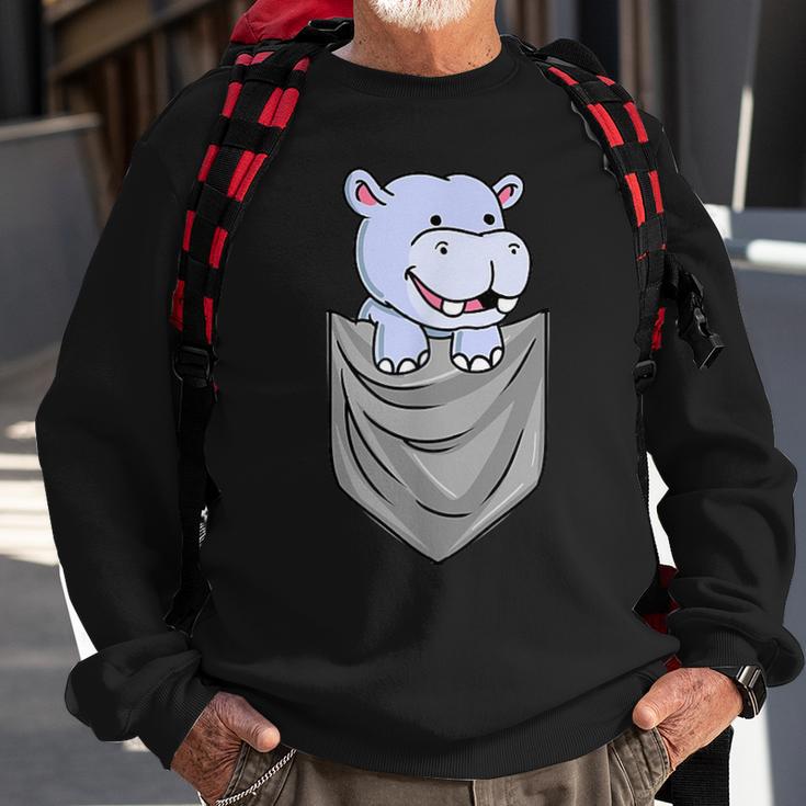 Hippo In Pocket Hippopotamus Sweatshirt Gifts for Old Men