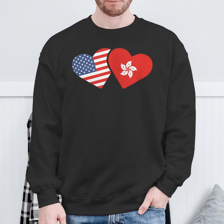 Hong Kong Usa FlagHeart Hongkonger American Love Sweatshirt Gifts for Old Men