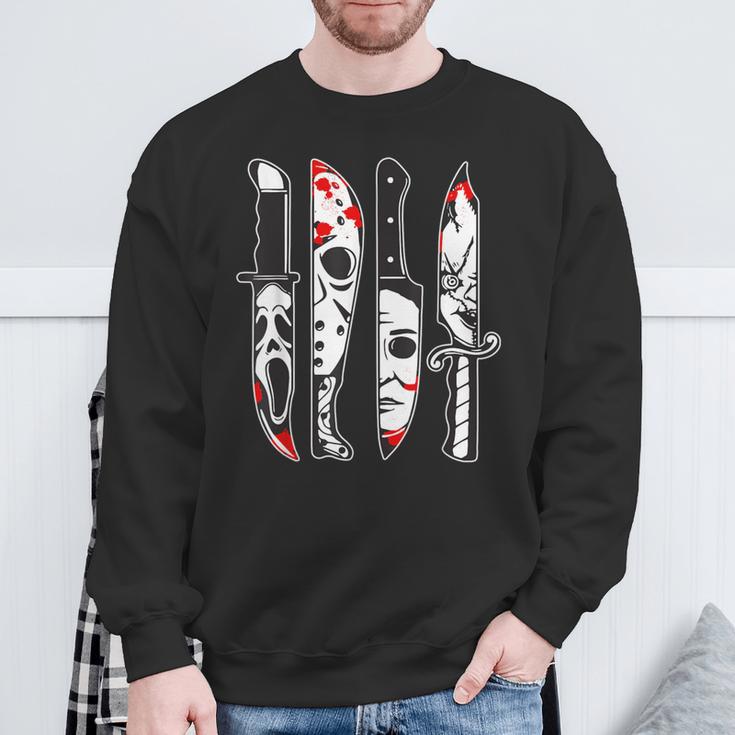 Horror Movie Characters In Knives Horror Characters Sweatshirt Gifts for Old Men