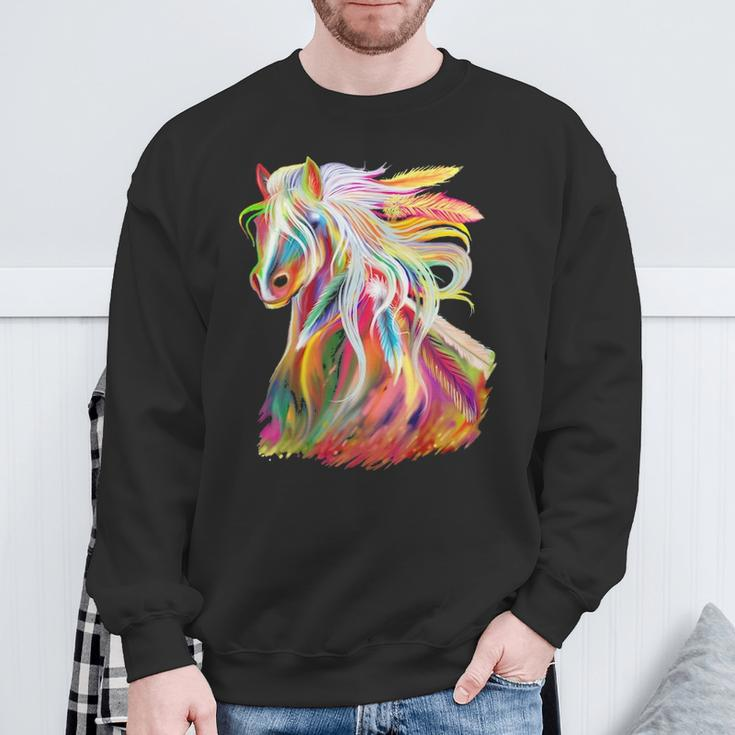 Horse Head Watercolor Equestrian Sweatshirt Gifts for Old Men