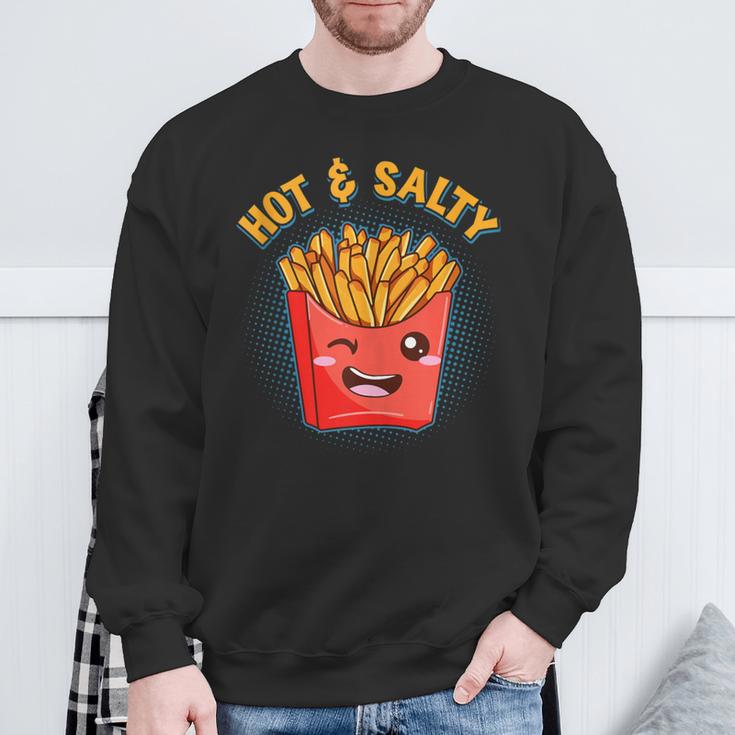 Hot & Salty Winking French Fries Flirtatious Lover Fast Food Sweatshirt Gifts for Old Men