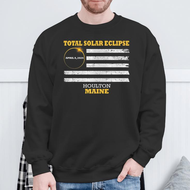Houlton Maine Solar Eclipse 2024 Us Flag Sweatshirt Gifts for Old Men