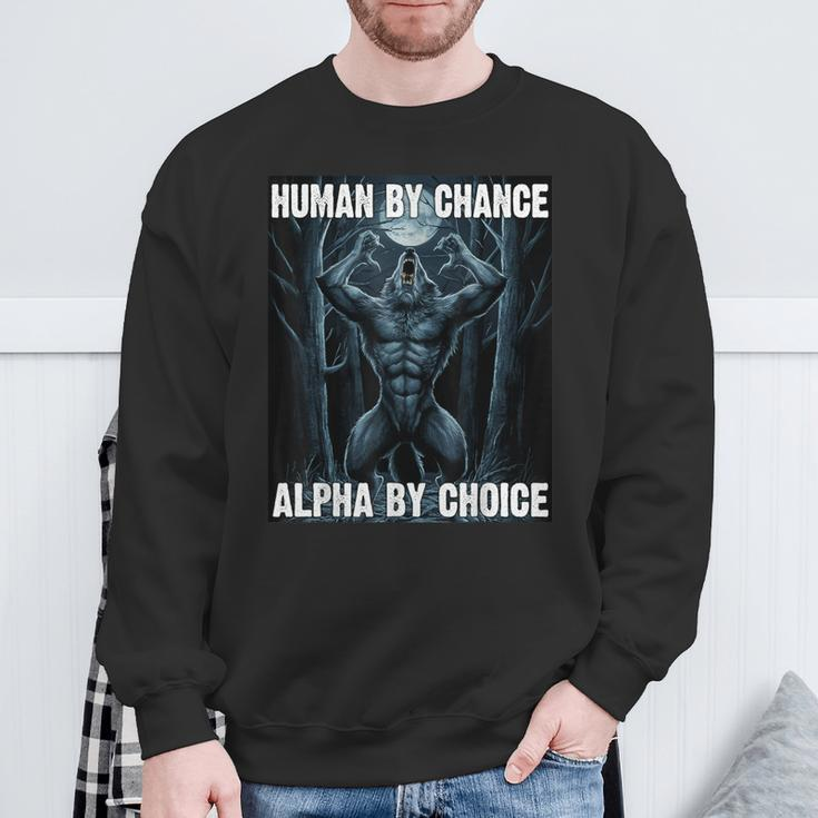 Human By Chance Alpha By Choice Alpha Wolf Women Sweatshirt Gifts for Old Men