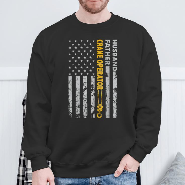 Husband Father Crane Operator Usa Flag Fathers Day Sweatshirt Gifts for Old Men