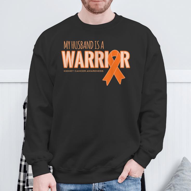 My Husband Is A Warrior Kidney Cancer Awareness Sweatshirt Gifts for Old Men