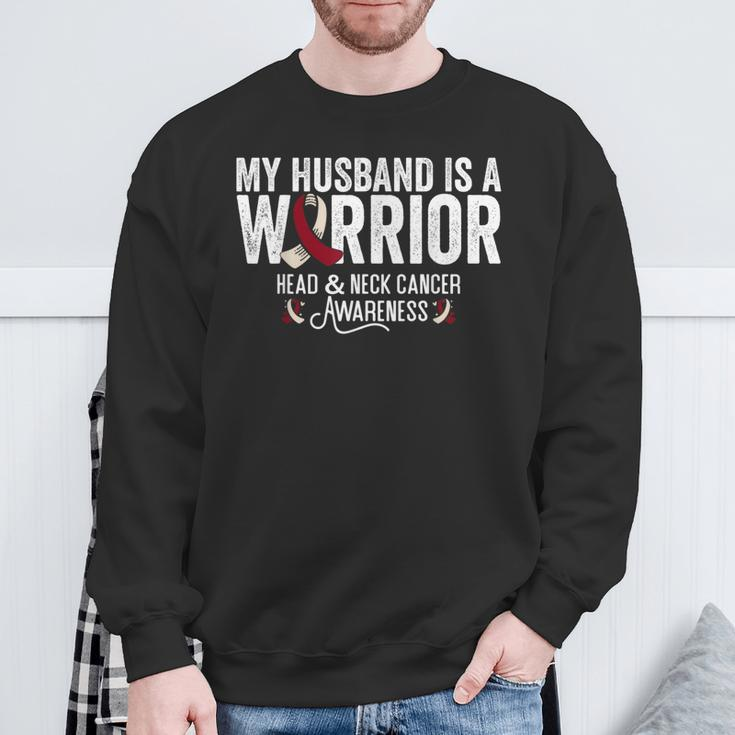 My Husband Is A Warrior Oral Head & Neck Cancer Awareness Sweatshirt Gifts for Old Men