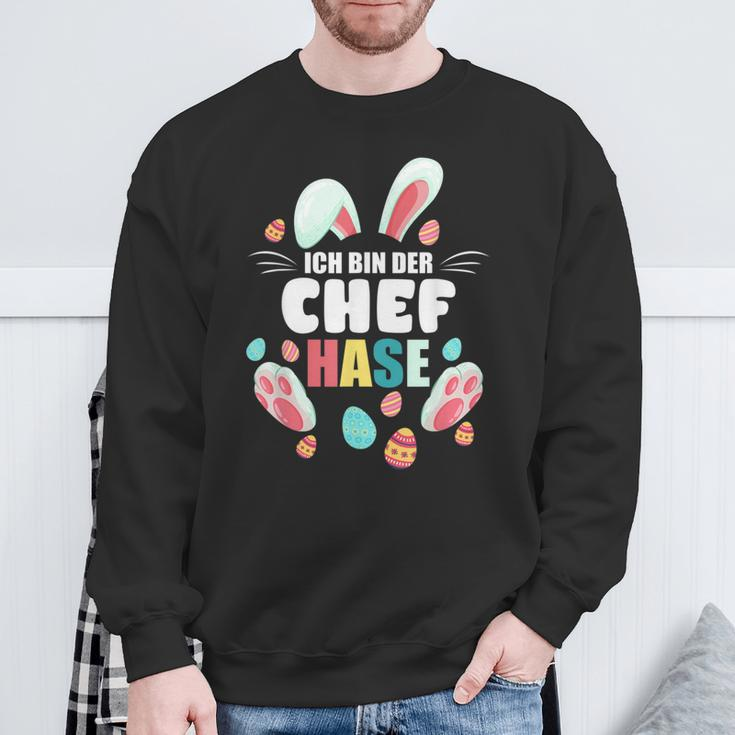 Ich Bin Der Chef Rabbit Easter Bunny Family Partner Sweatshirt Geschenke für alte Männer