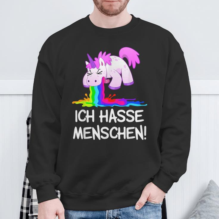 Ich Hasse Menschen Kotzendes Einhorn Unicorn Fun Sweatshirt Geschenke für alte Männer