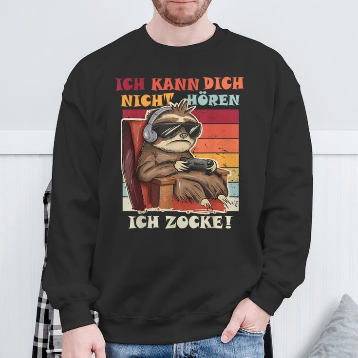 Ich Kann Dich Nicht Hören Ich Zocke Gamer Faultier Sweatshirt Geschenke für alte Männer