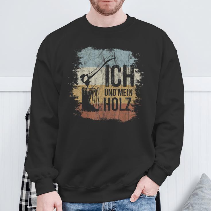 Ich Und Mein Holz Axt & Hackklotz Retro Firewood Sweatshirt Geschenke für alte Männer