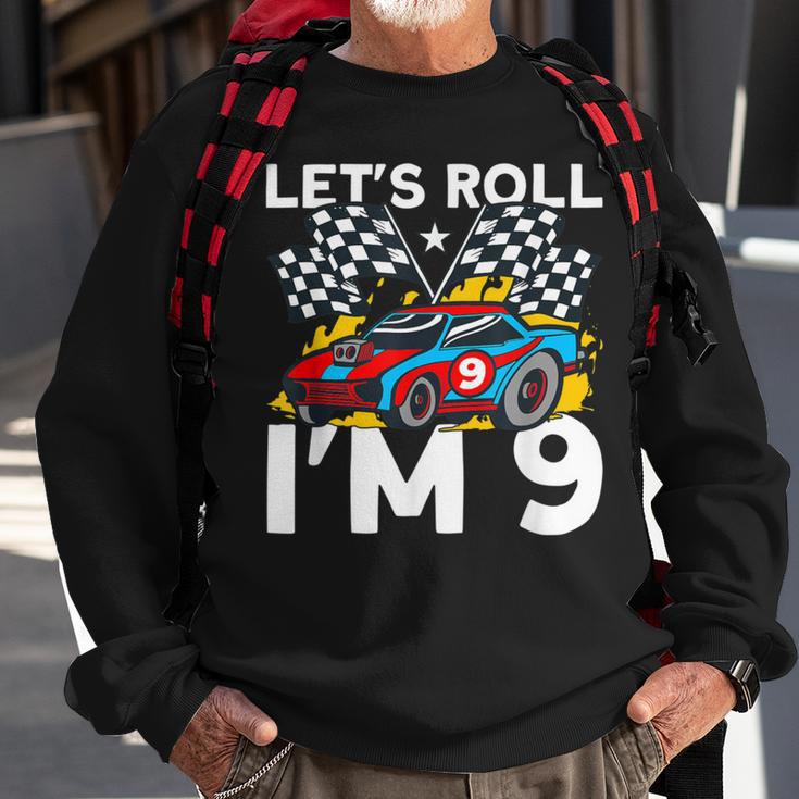 I'm 9 Bday Race Car Party Cute 9Th Birthday Boys Race Car Sweatshirt Gifts for Old Men