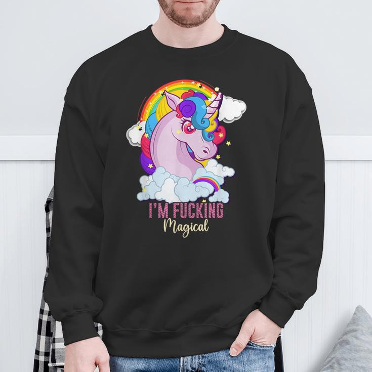 I'm Fucking Magical Unicorn Magic Adult Humor Rainbow Sweatshirt Gifts for Old Men
