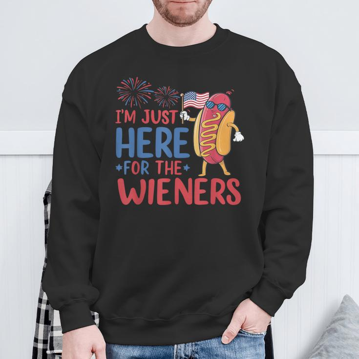 I'm Just Here For The Wieners Patriotic 4Th Of July Sweatshirt Gifts for Old Men