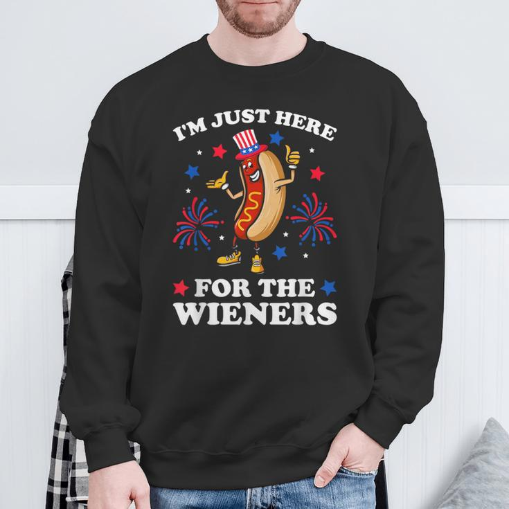 I'm Just Here For The Wieners Hot Dog 4Th Of July Sweatshirt Gifts for Old Men