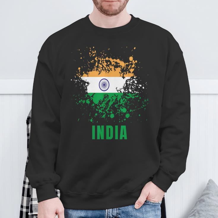 India Retro Vintage Watercolors Sport Indian Flag Souvenir Sweatshirt Gifts for Old Men