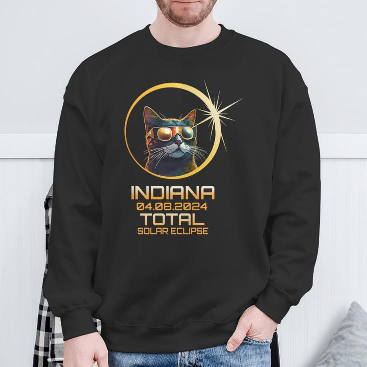 Indiana Total Solar Eclipse Cat Lover Wachers April 8Th 2024 Sweatshirt Gifts for Old Men