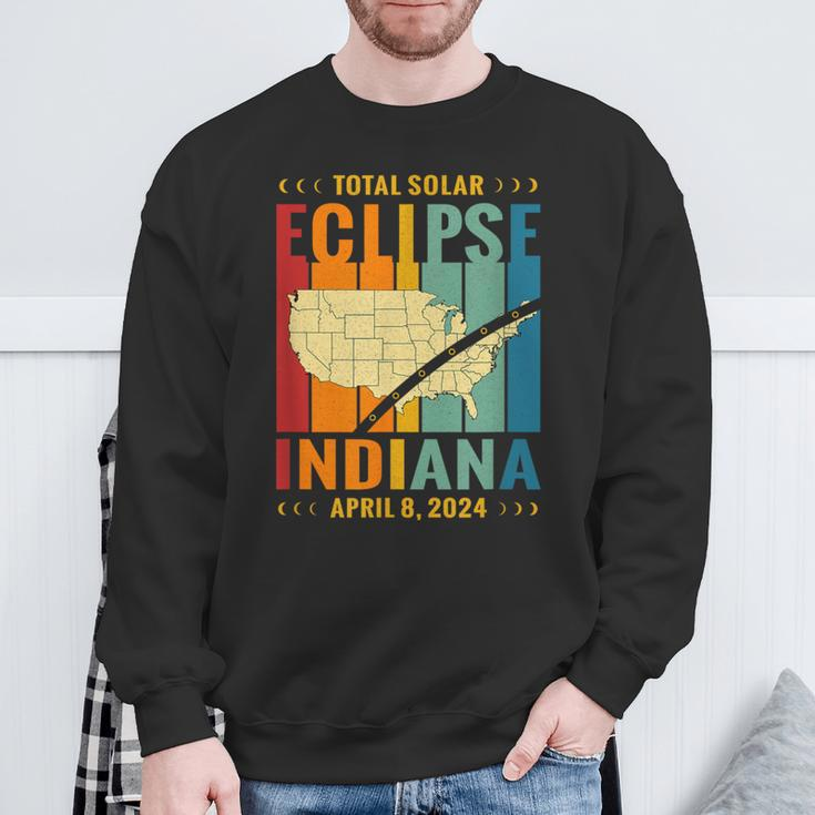 Indiana Vintage Path Of Totality Solar Eclipse April 8 2024 Sweatshirt Gifts for Old Men