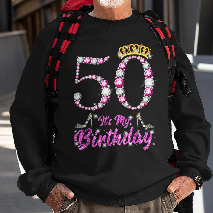 It's My 50Th Birthday Queen Tiara Shoes 50 Yrs Old Bday Sweatshirt Gifts for Old Men