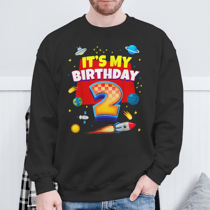 Its My Birthday 2Nd Boy Space Astronaut Family Matching Sweatshirt Gifts for Old Men