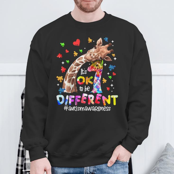 Its Ok To Be Different Autism Awareness Giraffe Sweatshirt Gifts for Old Men