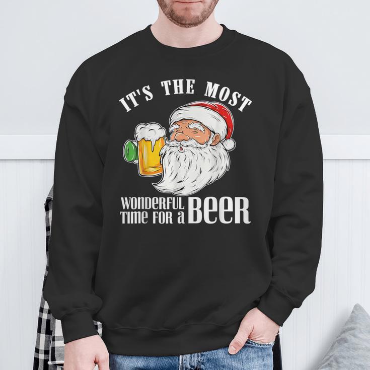 It's The Most Wonderful Time For A Beer Christmas Santa Sweatshirt Gifts for Old Men