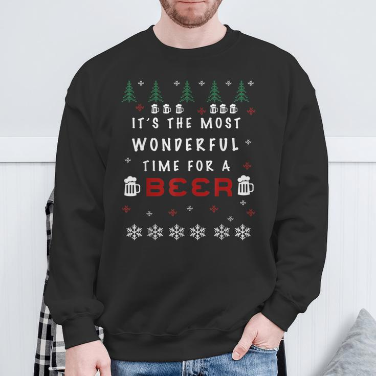 It's The Most Wonderful Time For A Beer Ugly Christmas Sweatshirt Gifts for Old Men
