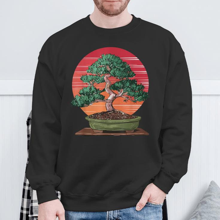 Japanese Bonsai Tree Retro Vintage Sunset Sweatshirt Gifts for Old Men