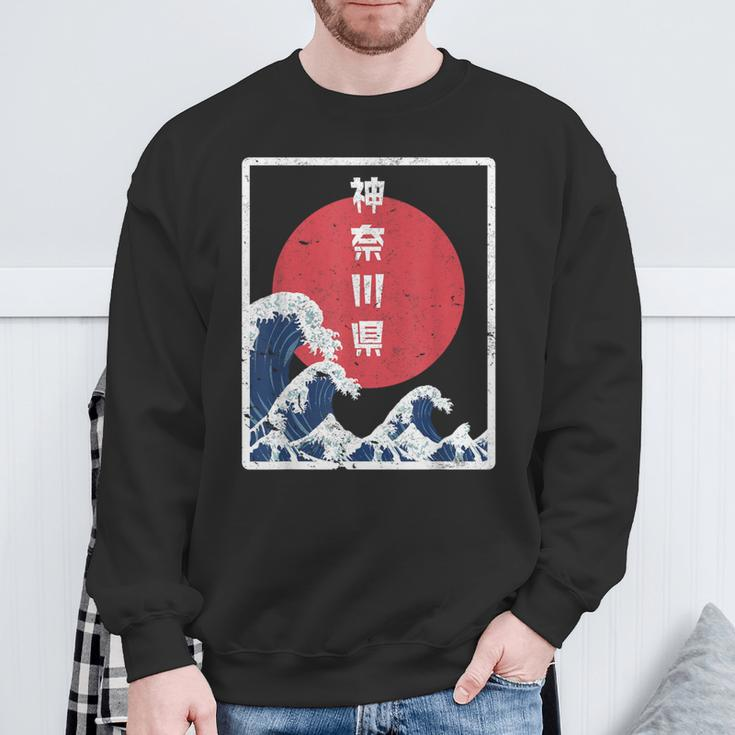 Japanese Retro Style Kanagawa The Great Wave Sweatshirt Gifts for Old Men