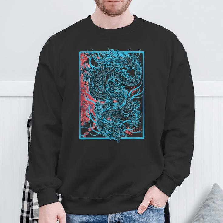 Japanischer Drache Mit Kirschblüten Und Sakura And Dragon Sweatshirt Geschenke für alte Männer