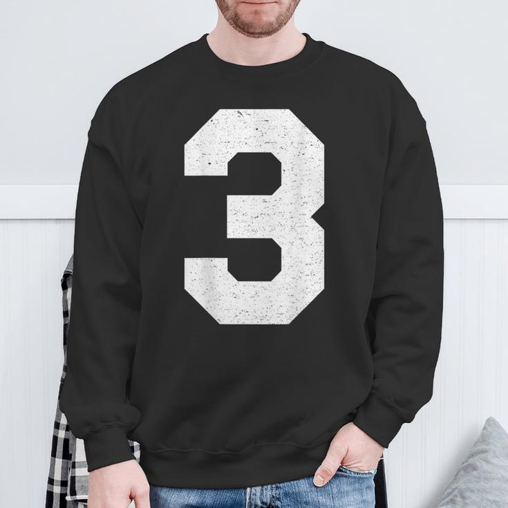 Jersey Number 3 Athletic Style Sweatshirt Gifts for Old Men