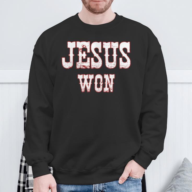 Jesus Won Texas Christianity Religion Jesus Won Texas Sweatshirt Gifts for Old Men
