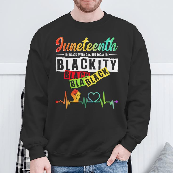 Junenth Blackity Heartbeat Black History African America Sweatshirt Gifts for Old Men