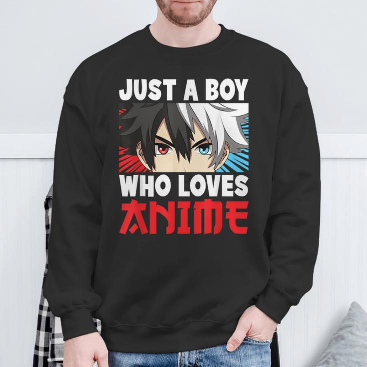 Just A Boy Who Loves Anime Japanese Anime Boy Manga Sweatshirt Gifts for Old Men