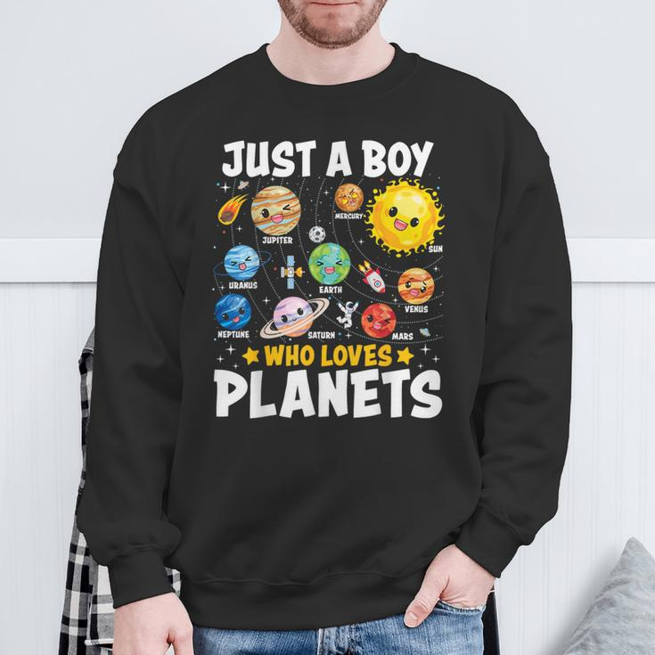 Just A Boy Who Loves Planets Astrology Space Solar Systems Sweatshirt Gifts for Old Men