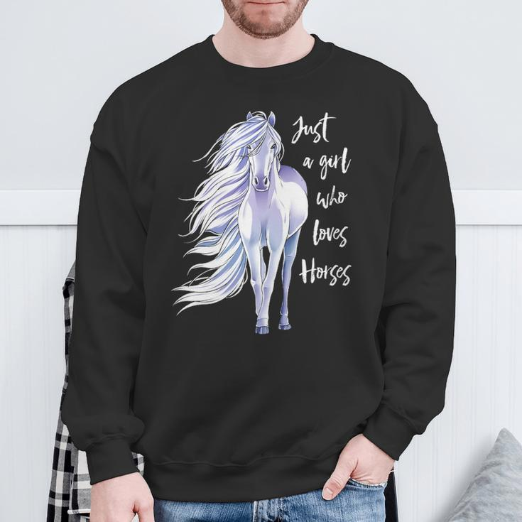 Just A Girl Who Loves Horses Horse Riding Women Sweatshirt Gifts for Old Men