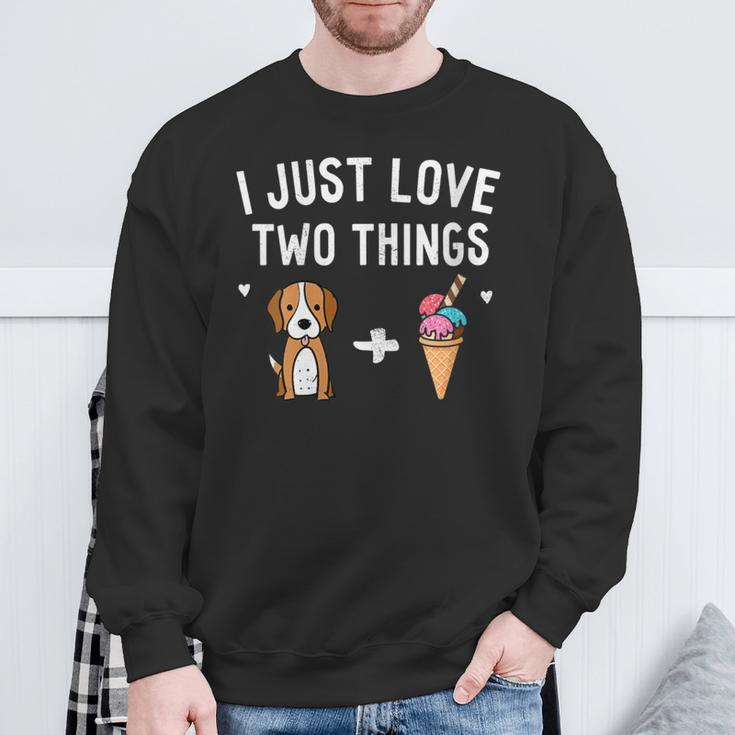 I Just Love Two Things Beagle And Ice Cream Dog Lover Owner Sweatshirt Gifts for Old Men