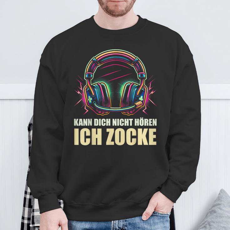 Kann Dich Nicht Hören Ich Zocke Gamer Headset Sweatshirt Geschenke für alte Männer