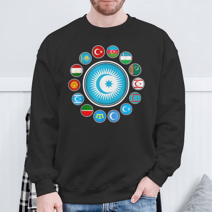 Kasachstan Göktürk Türkei Flagge Schwarzes Sweatshirt, Türkiye Bayrak Design Geschenke für alte Männer