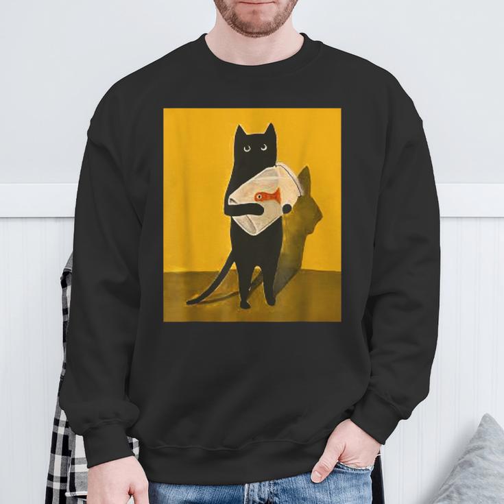 Katze Hält Goldfischglas-Kunstdesign Sweatshirt Geschenke für alte Männer