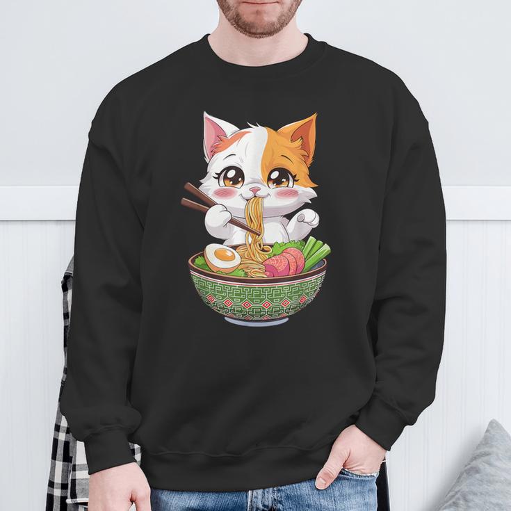 Kawaii Neko Ramen Cute Ramen Cat Japanese Noodle Cat Sweatshirt - Seseable
