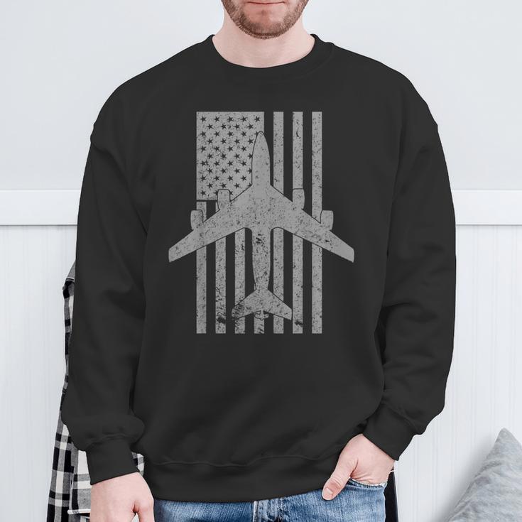 Kc-135 Stratotanker Military Aircraft Vintage Flag Sweatshirt Gifts for Old Men