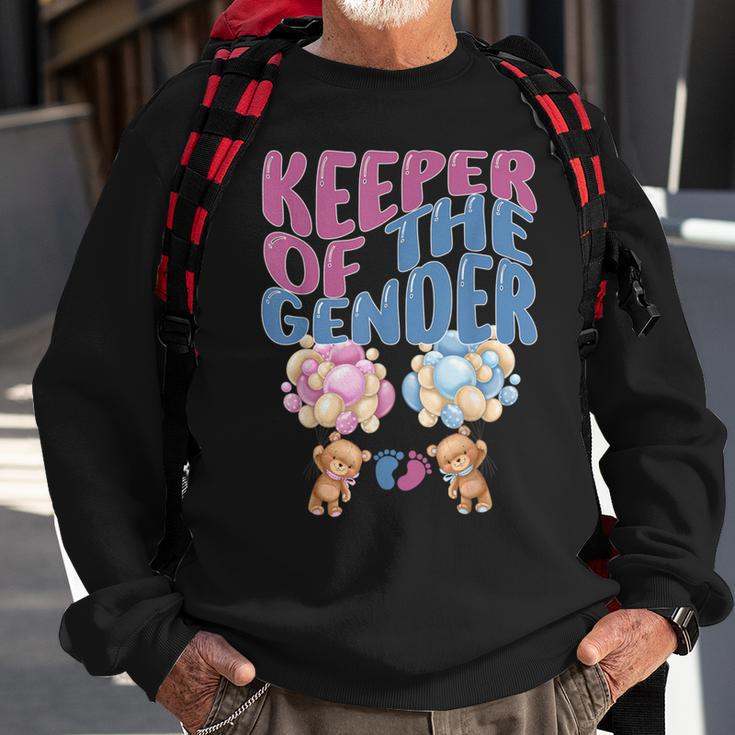 Keeper Of The Gender RevealCute Baby Bear Balloons Sweatshirt Gifts for Old Men