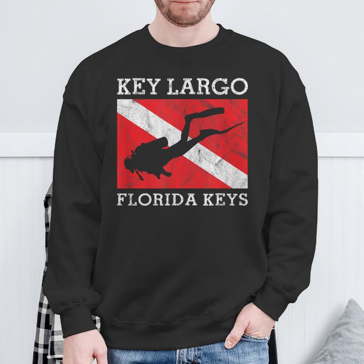 Key Largo Florida Scuba Dive Flag Souvenir Sweatshirt Gifts for Old Men