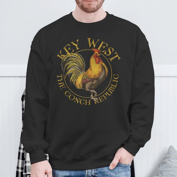 Key West Florida Vintage Rooster Souvenir Sweatshirt Gifts for Old Men