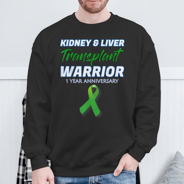 Kidney Liver Transplant 1 Year Anniversary Warrior Survivor Sweatshirt Gifts for Old Men