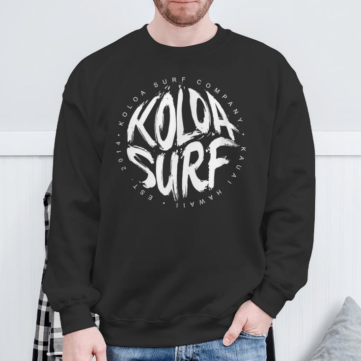 Koloa Surf Brush White Logo Sweatshirt Gifts for Old Men