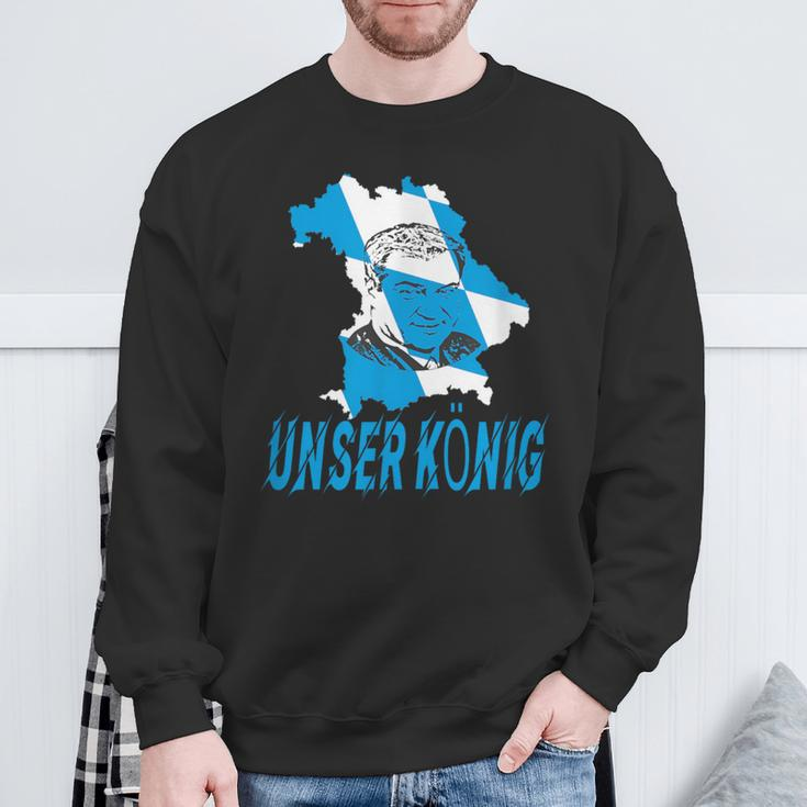 Königliches Porträt Sweatshirt Schwarz mit Blauem Druck – Unser König Geschenke für alte Männer