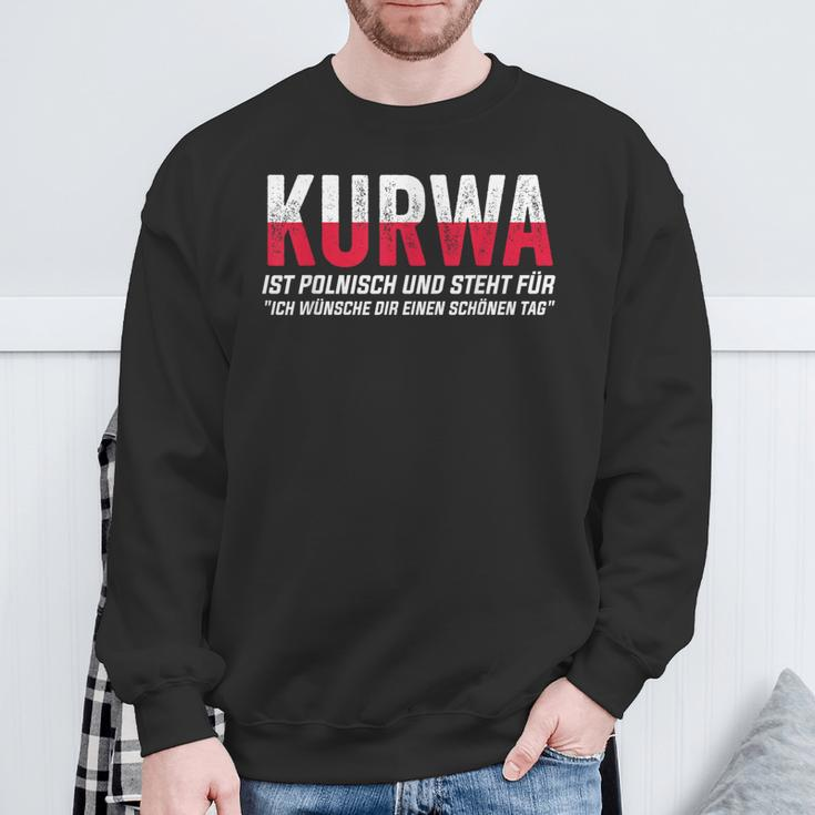Kurwa Schwarzes Sweatshirt, Humorvolles Polnischer Spruch Design Geschenke für alte Männer