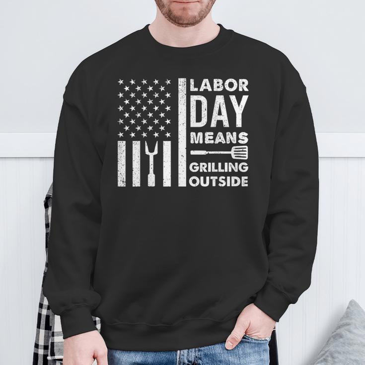 Labor Day Grillen Grillen Bbq Grill Papa Retrointage Sweatshirt Geschenke für alte Männer