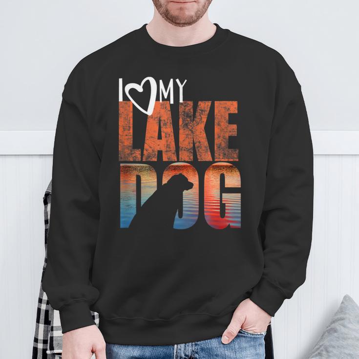 Lake BumI Love My Lake Dog Black Lab Chocolate Lab Sweatshirt Gifts for Old Men